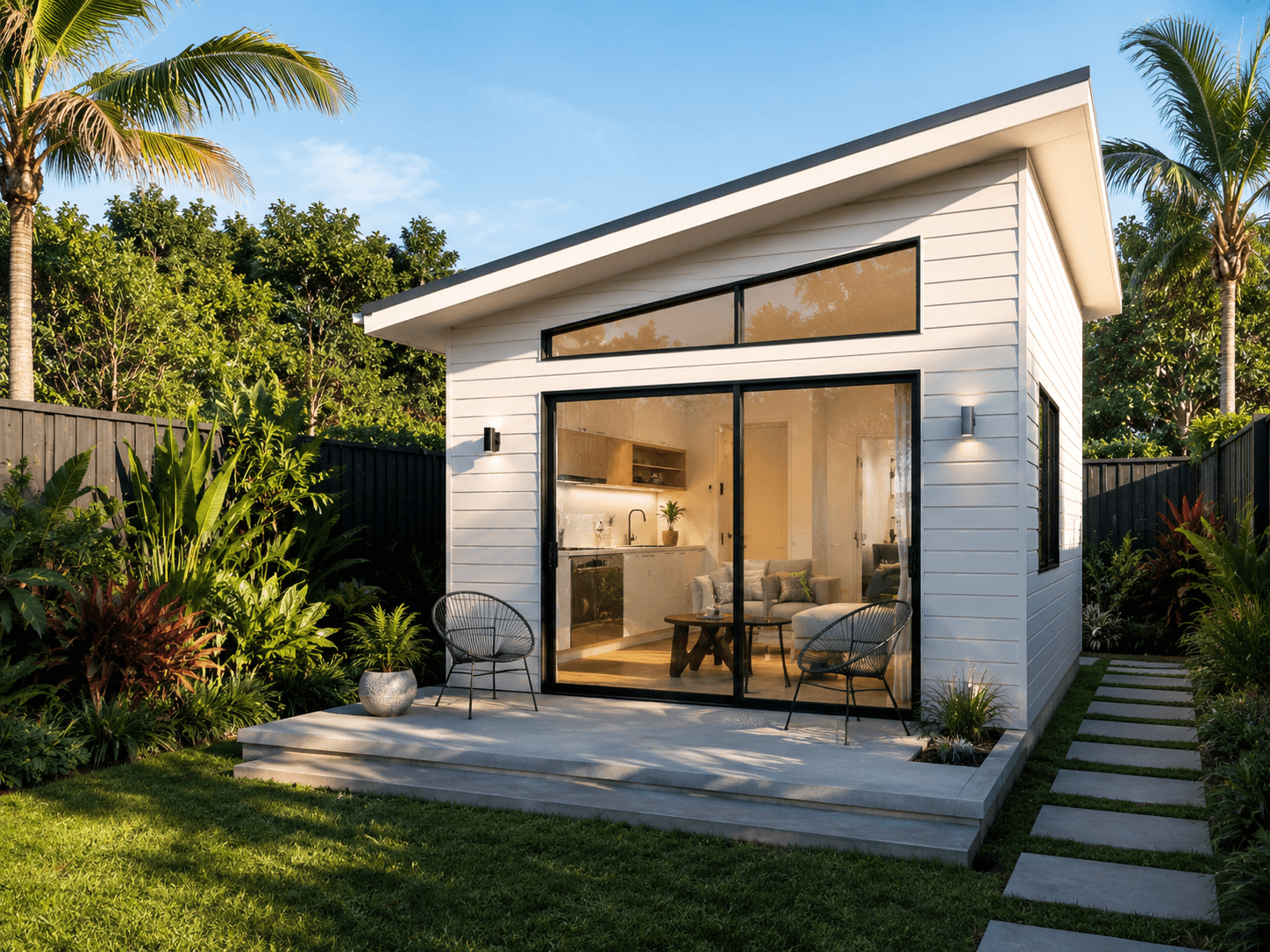 Spacious granny flat interior showing open plan living in secondary dwelling
